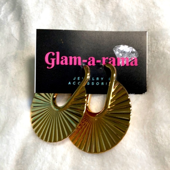 Gold Art Deco Hoops - Picture 1 of 2